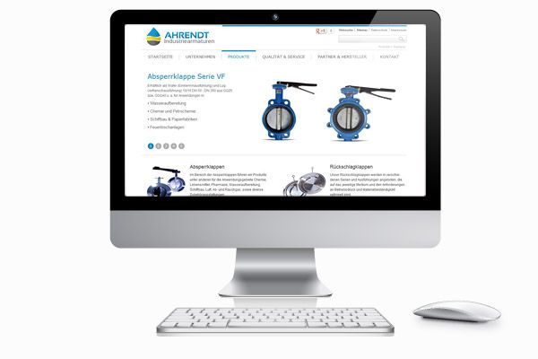 Webseite Ahrendt Industriearmaturen