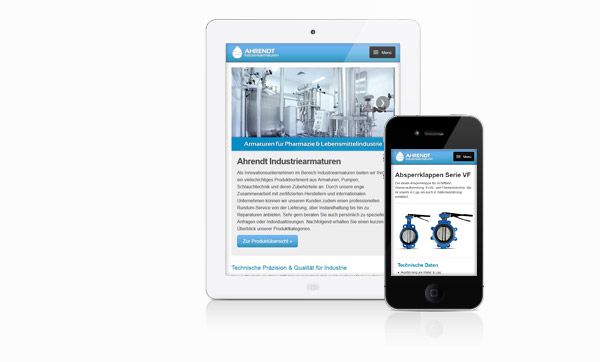 Webseite Ahrendt Industriearmaturen